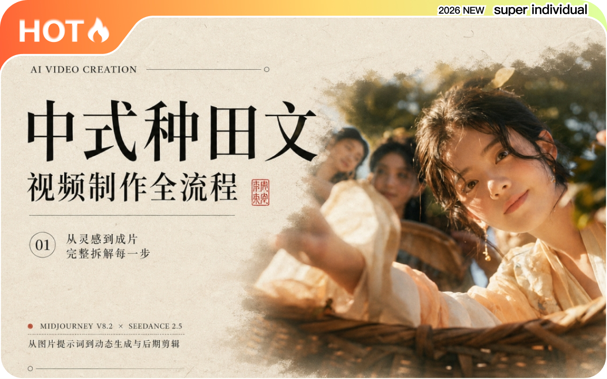 【AI古风】从图片到视频：制作中式“种田文”古装群像